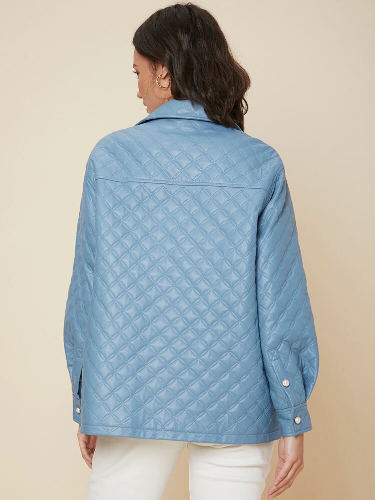 SHEIN Unity 寬鬆版型絎縫外套 - 藍色 - 查看 2