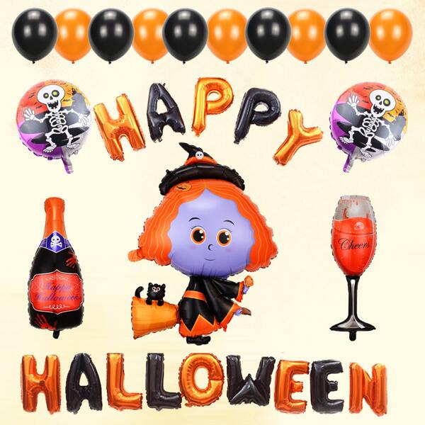

29pcs Halloween Pattern Decorative Balloon, Multicolor