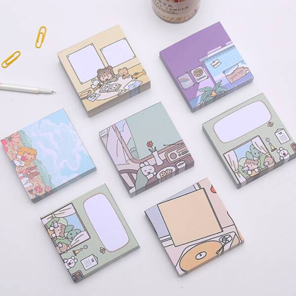 

1pc Cartoon Graphic Random Memo Pad, Multicolor