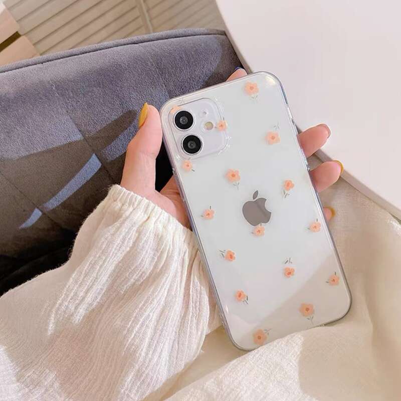 

Flower Clear Phone Case, Dusty pink