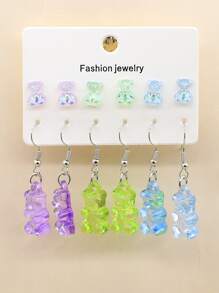 Hoa tai trang trí gấu 6 cặp - Nhiều màu - Xem 1