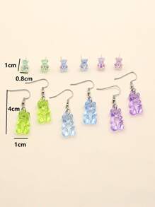 Hoa tai trang trí gấu 6 cặp - Nhiều màu - Xem 3