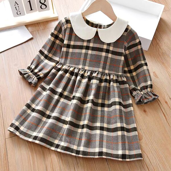 

Toddler Girls Peter-pan Collar Plaid Print Dress, Multicolor
