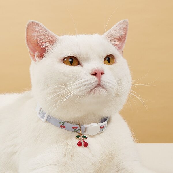 

Cherry Print Pet Collar, Baby blue