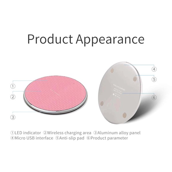 

1pc Solid Wireless Charger, Pink