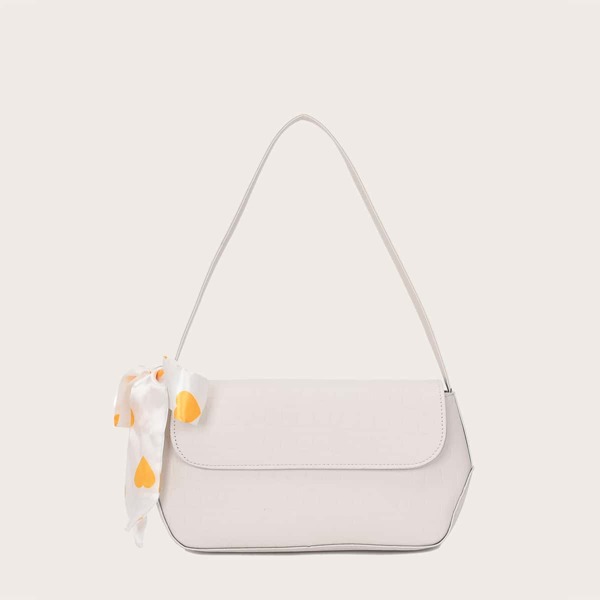 

Girls Twilly Scarf Decor Shoulder Bag, Beige