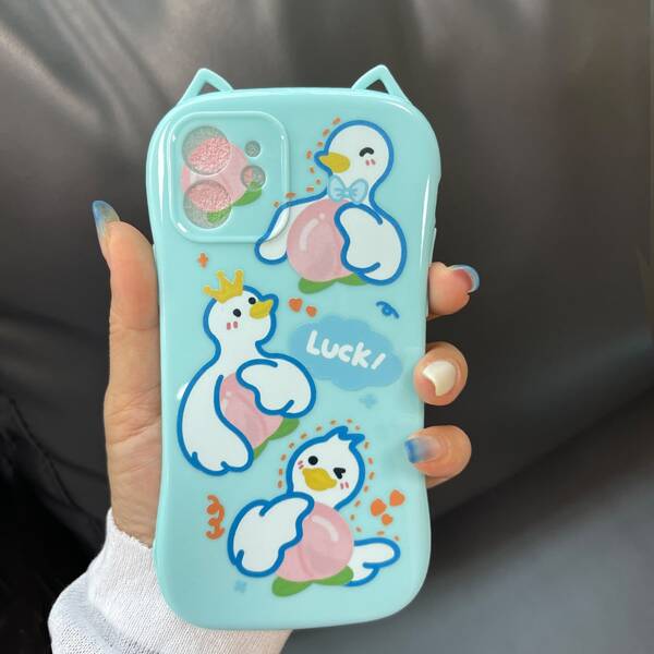 

Duck Pattern Phone Case, Teal blue