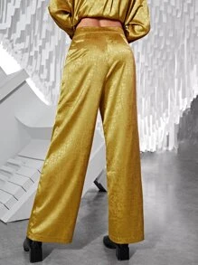 SHEIN Satin Wide Leg Pants - Gold - View 6