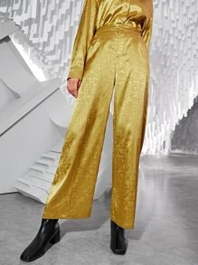 SHEIN Satin Wide Leg Pants - Gold - View 7