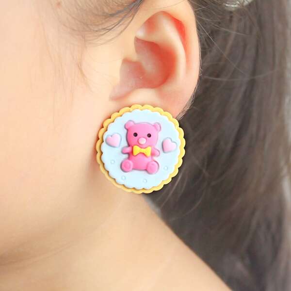 

2pcs Toddler Girls Bear Decor Ear Cuff, Multicolor
