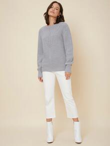 MOTF PREMIUM WOOL MIX OPENWORK KNIT JUMPER - Grey - View 4
