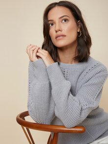 MOTF PREMIUM WOOL MIX OPENWORK KNIT JUMPER - Grey - View 8