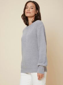 MOTF PREMIUM WOOL MIX OPENWORK KNIT JUMPER - Grey - View 10