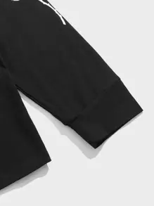 Manfinity VCAY Men Cotton Japanese Letter & Floral Print Tee - Black - View 4