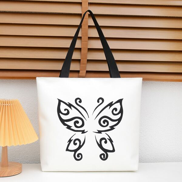

Girls Butterfly Graphic Canvas Shoulder Tote Bag, White