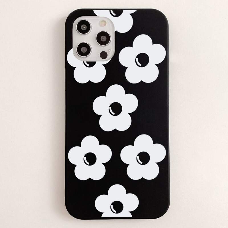 

Flower Pattern Phone Case, Black and white