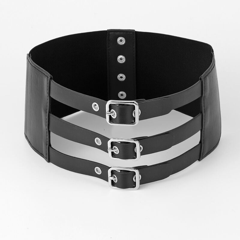 

Buckle Decor Wide Belt, Black