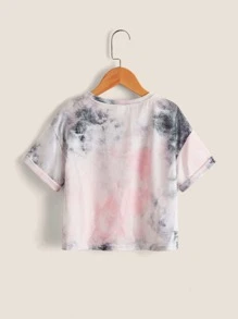 SHEIN 女孩字母圖案紮染T恤