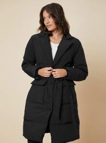 MOTF PREMIUM BELTED DOWN COAT - Black - View 8