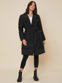 MOTF PREMIUM BELTED DOWN COAT - Black - View 4
