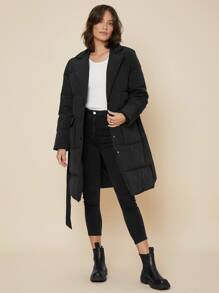 MOTF PREMIUM BELTED DOWN COAT - Black - View 5