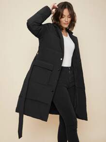 MOTF PREMIUM BELTED DOWN COAT - Black - View 3