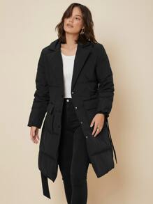 MOTF PREMIUM BELTED DOWN COAT - Black - View 6