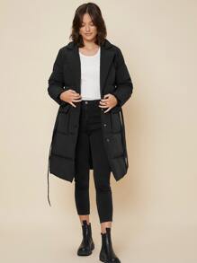 MOTF PREMIUM BELTED DOWN COAT - Black - View 7