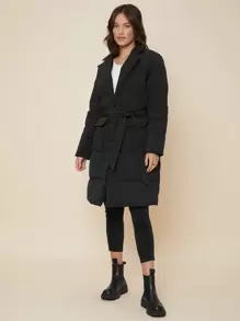 MOTF PREMIUM BELTED DOWN COAT - Black - View 9