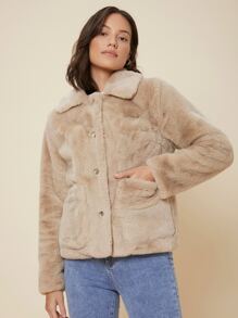 MOTF PREMIUM 毛茸茸外套 - 卡其色 - 查看 10