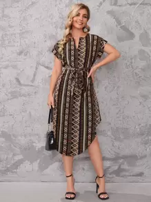 SHEIN Clasi Đầm Thắt lưng Bộ lạc Boho - Nhiều màu - Xem 1