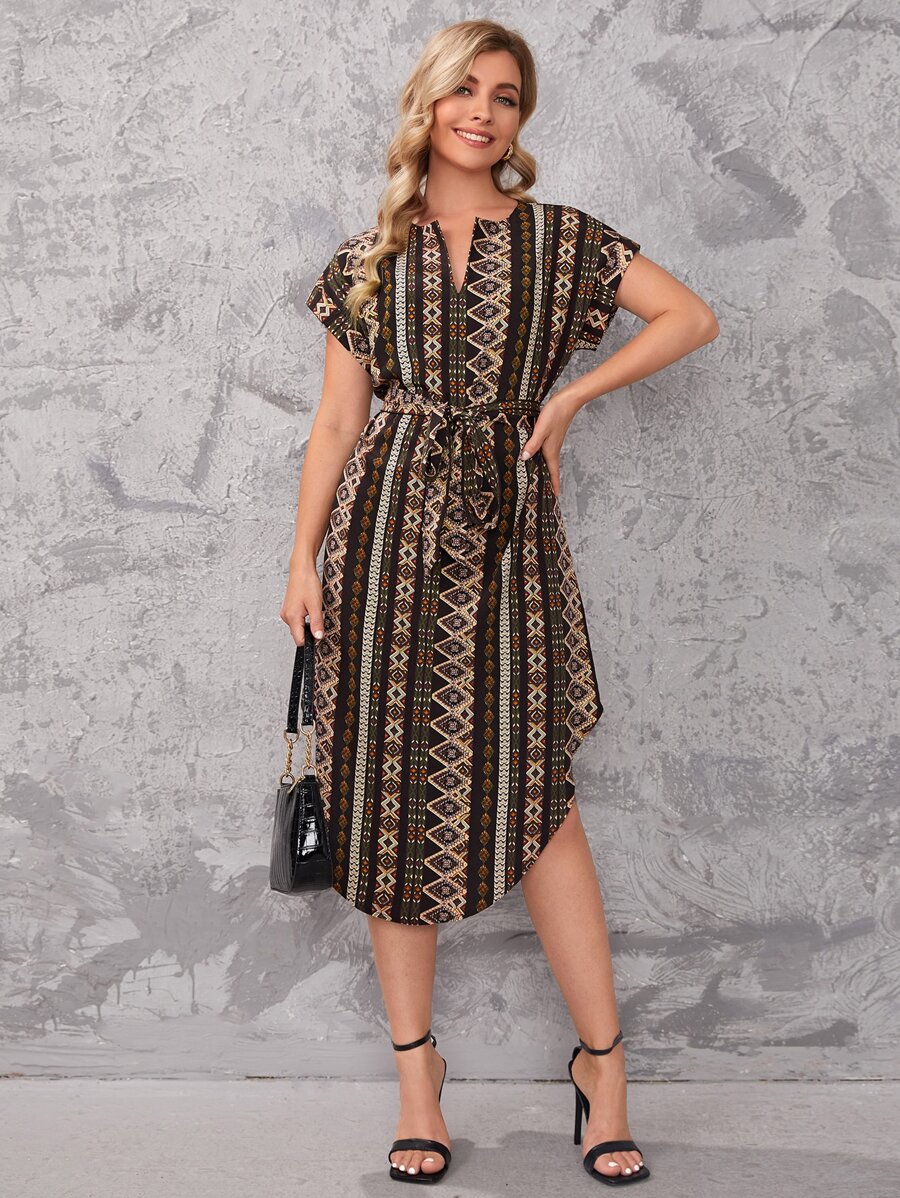 SHEIN Clasi Đầm Thắt lưng Bộ lạc Boho - Nhiều màu - Xem 1