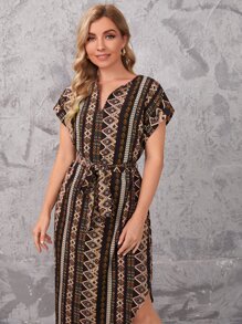 SHEIN Clasi Đầm Thắt lưng Bộ lạc Boho - Nhiều màu - Xem 3