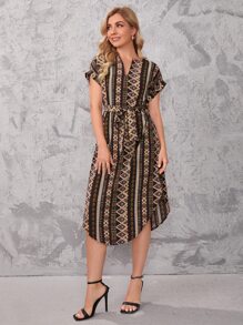 SHEIN Clasi Đầm Thắt lưng Bộ lạc Boho - Nhiều màu - Xem 4