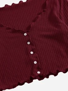 SHEIN EZwear Lettuce Edge Solid Tee