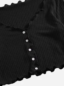 SHEIN EZwear Lettuce Edge Solid Tee