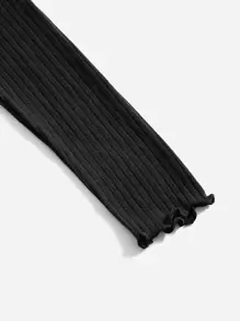 SHEIN EZwear Lettuce Edge Solid Tee