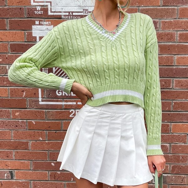 

Cable Knit Cricket Sweater, Green