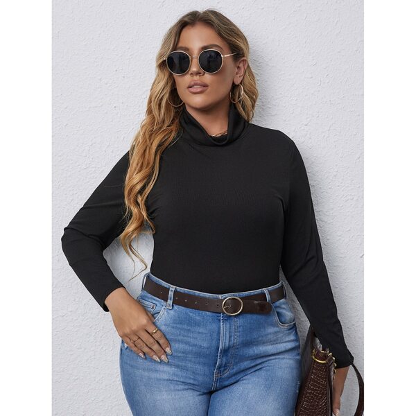 

Plus Turtle Neck Slim Tee, Black