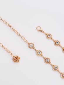 Rhinestone Flower Chain Belt