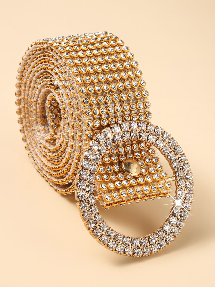 ROMWE Goth 水鑽腰鏈 - 金色 - 查看 1