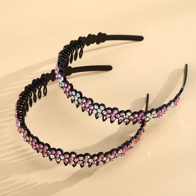 2pcs Rhinestone Decor Hair Hoop