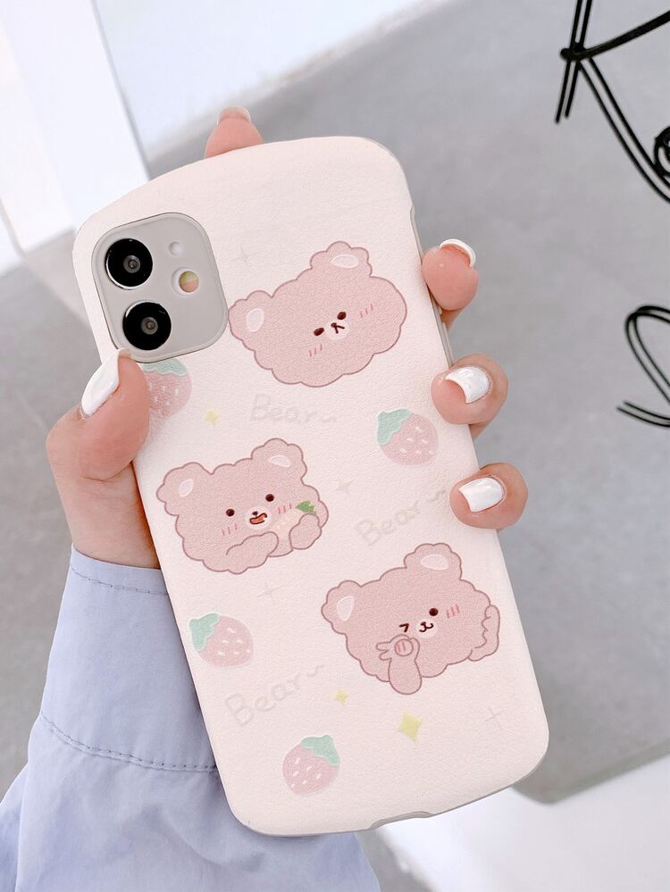 Cartoon Bear Phone Case - Apricot - View 2