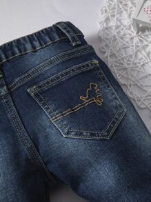 Baby Boy Bleach Wash Slant Pockets Jeans - Dark Wash - View 6