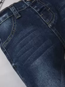 Baby Boy Bleach Wash Slant Pockets Jeans - Dark Wash - View 7