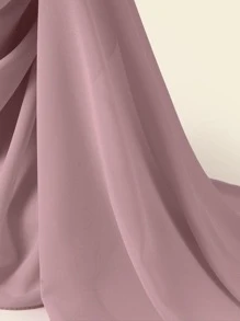 1 件女士海滩配饰纯色雪纺海滩披肩防晒围巾适合日常使用头带柔软头巾长袍配饰面纱衣服 - 藕粉色 - 查看 2