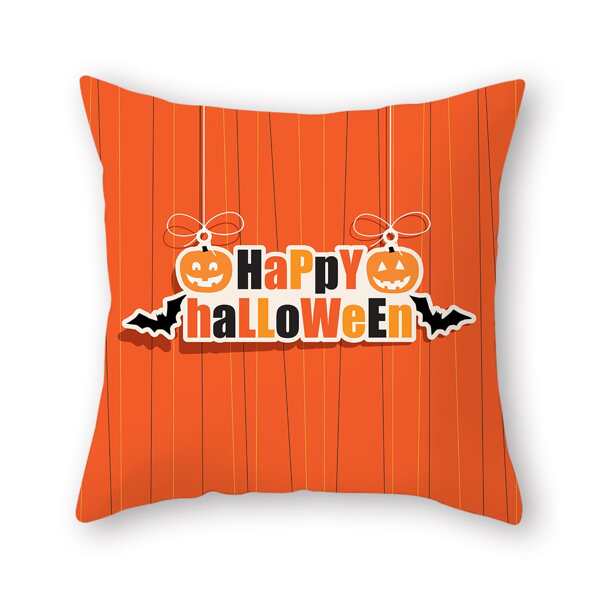 

Halloween Letter Graphic Cushion Cover Without Filler, Multicolor