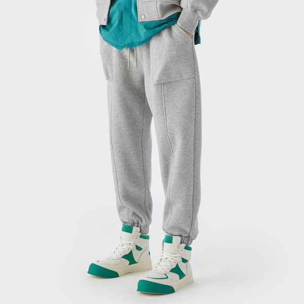 

Men Slant Pocket Seam Front Joggers, Light grey