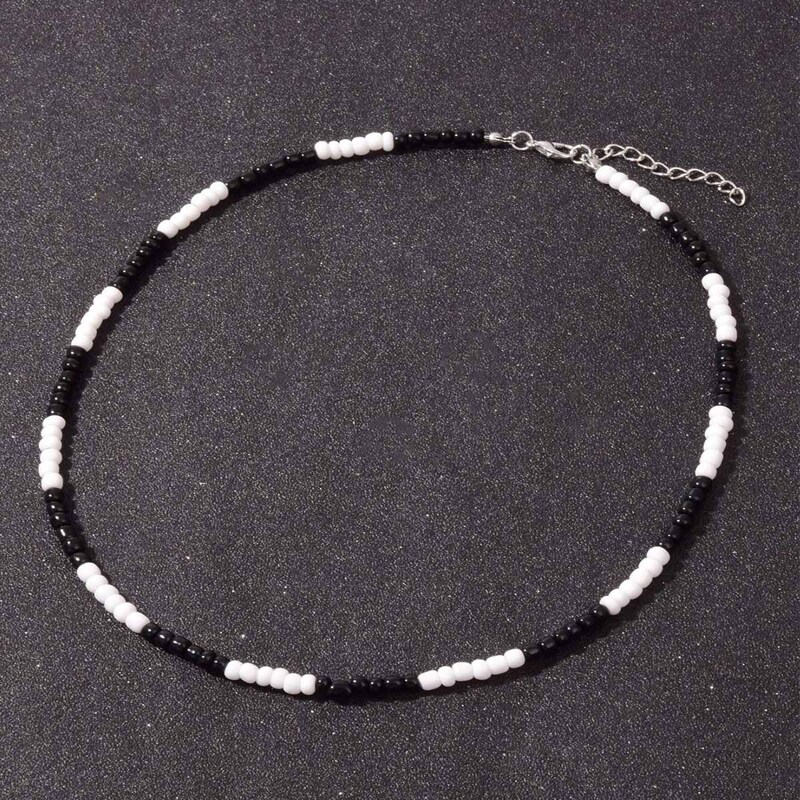 

Two Tone Beaded Necklace, Black