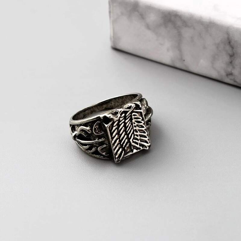 Metal Engraved Ring, Antique silver